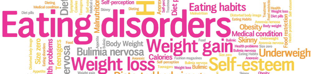 Eating disorders text art image with lots of different related words